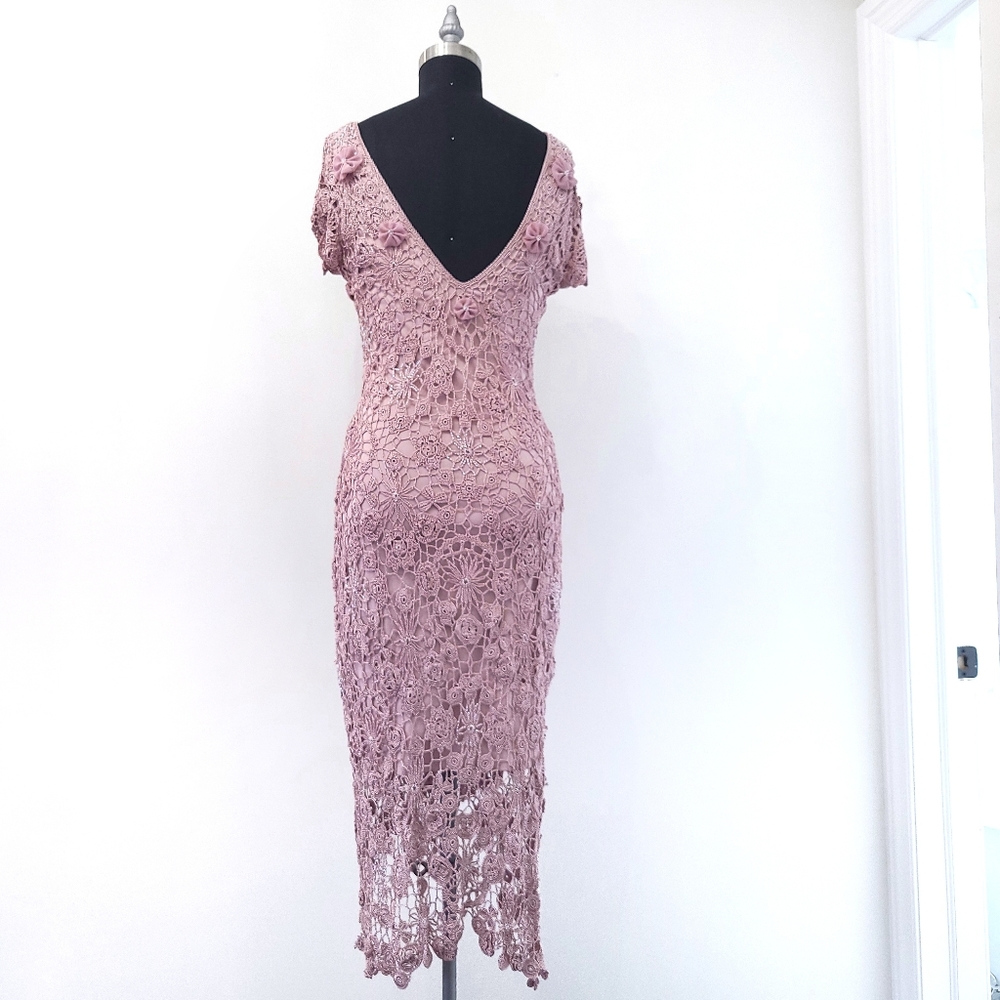 Vintage Y2K Crochet Beaded Regency Fairycore Daphne Bridgerton Slip Dress - Picture 14 of 14